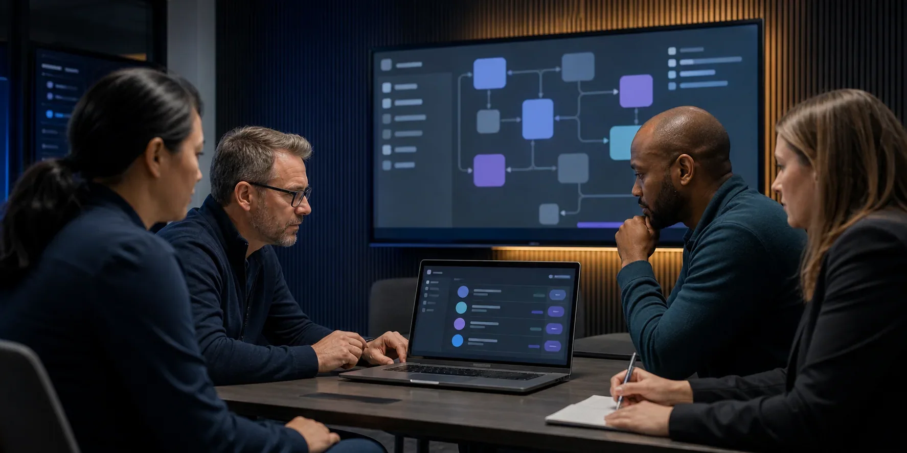 Operations and security professionals reviewing permissions for a business AI agent