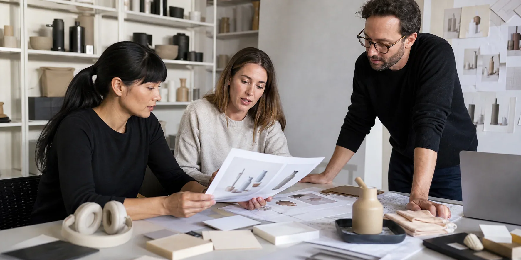 An ecommerce content team reviewing AI-assisted product material before publication