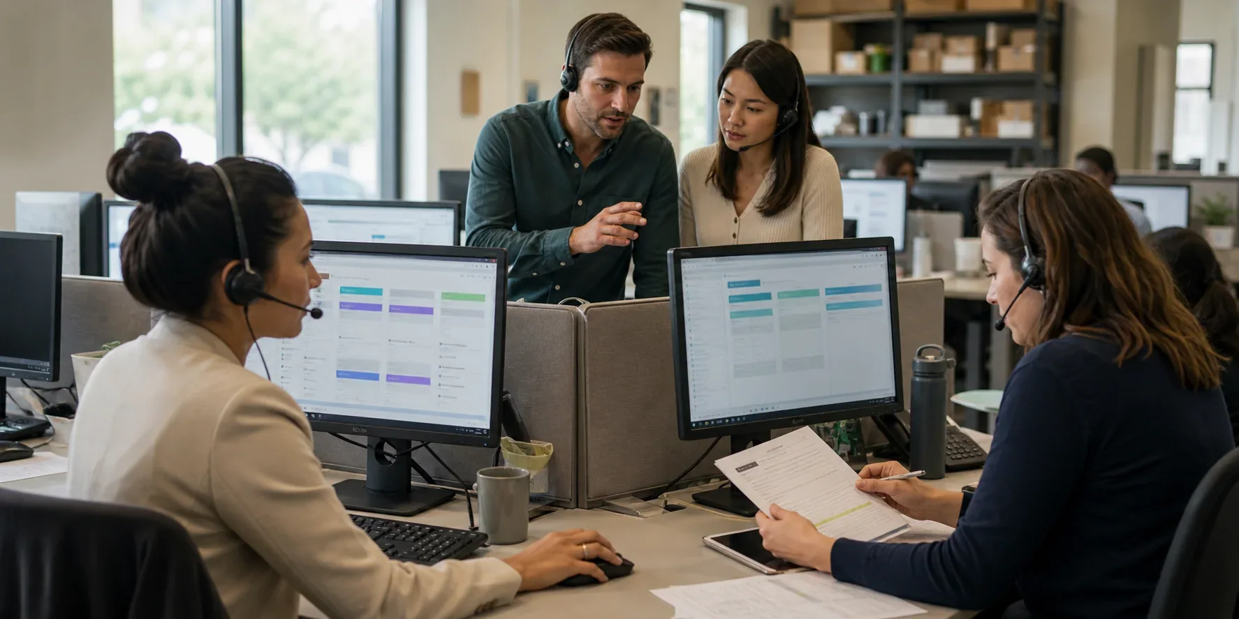 An ecommerce support team coordinating order questions and ticket routing