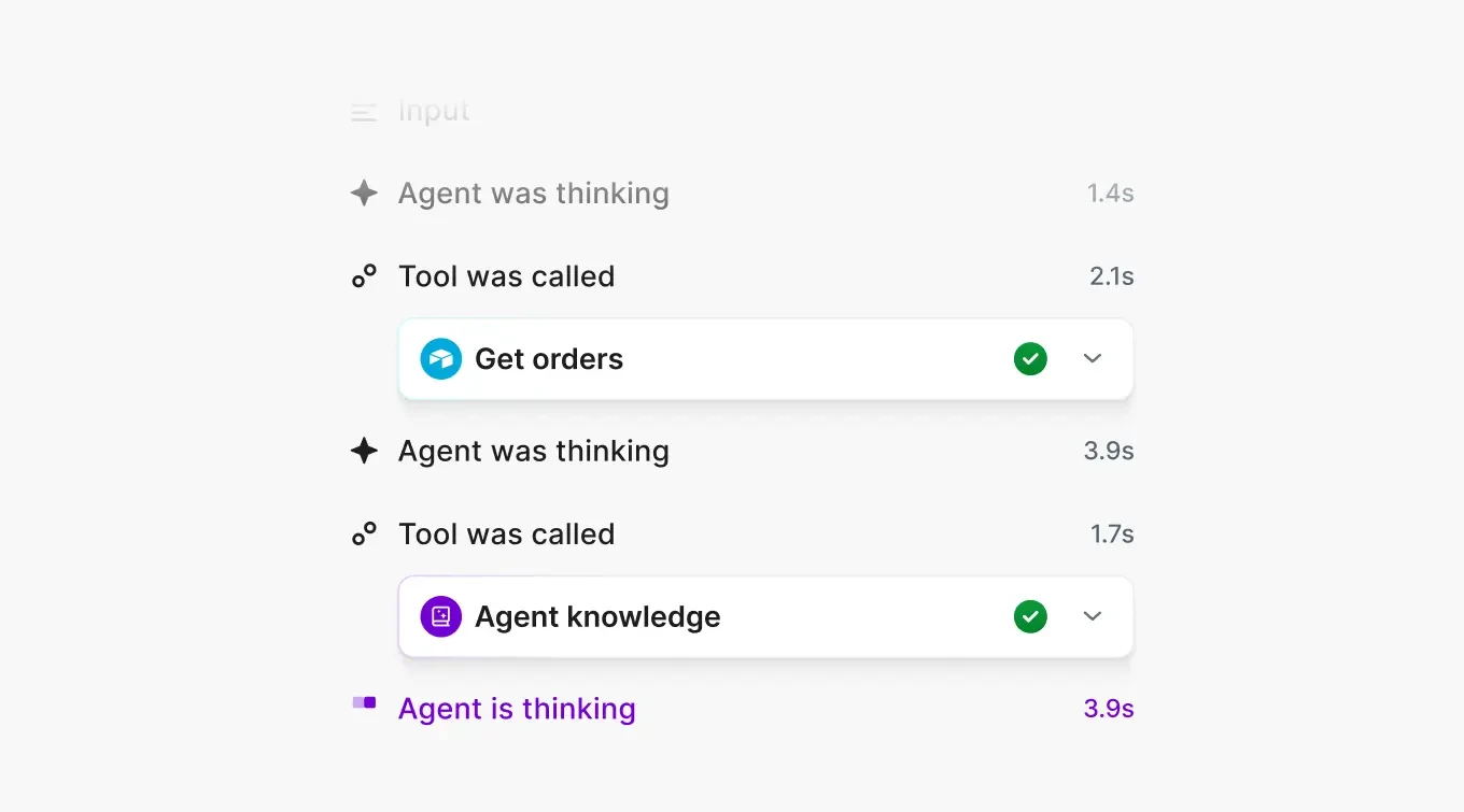 Make AI Agent reasoning panel showing tool calls and agent thinking steps
