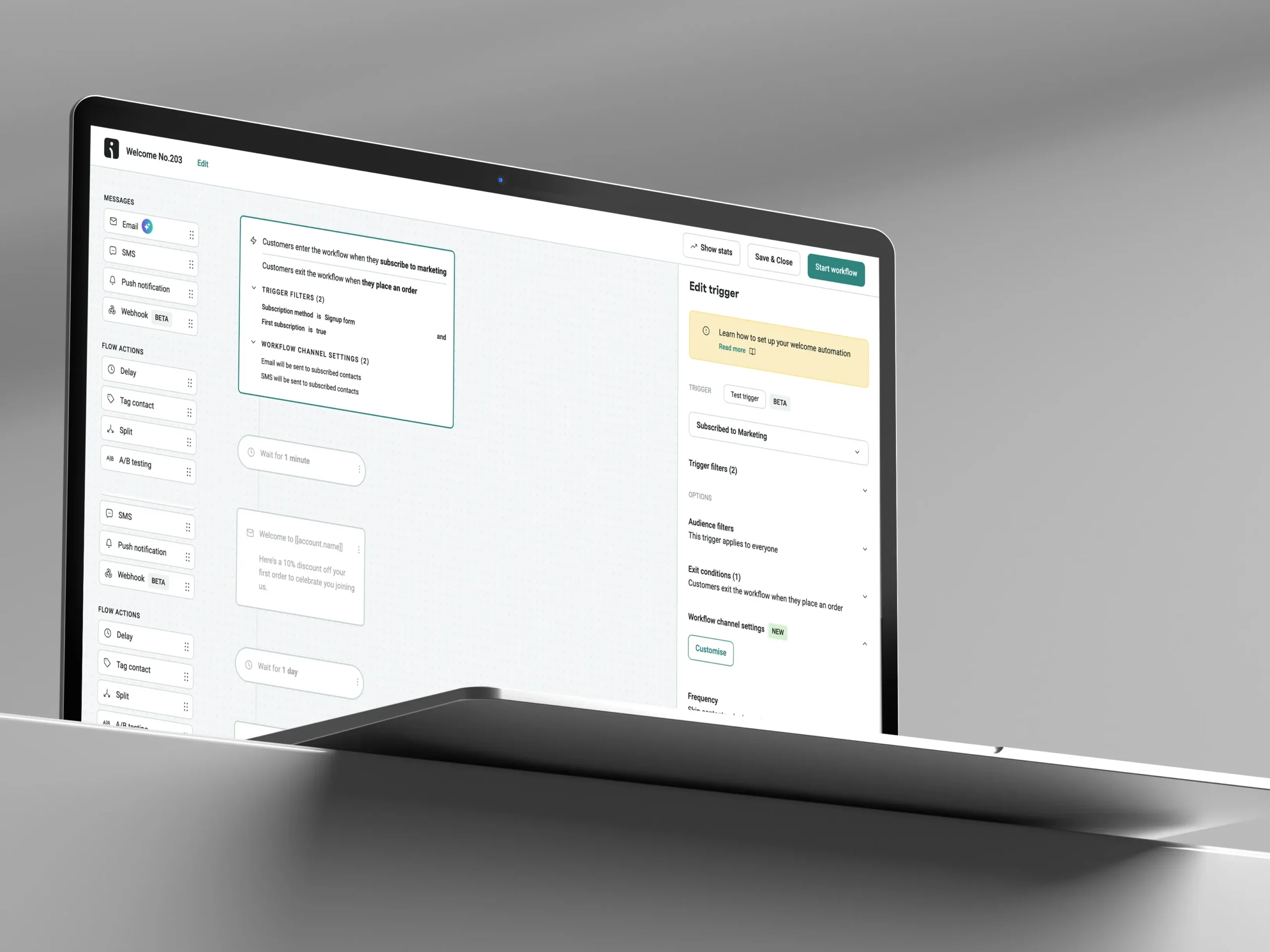 Official Omnisend press-kit visual showing its automation workflow interface