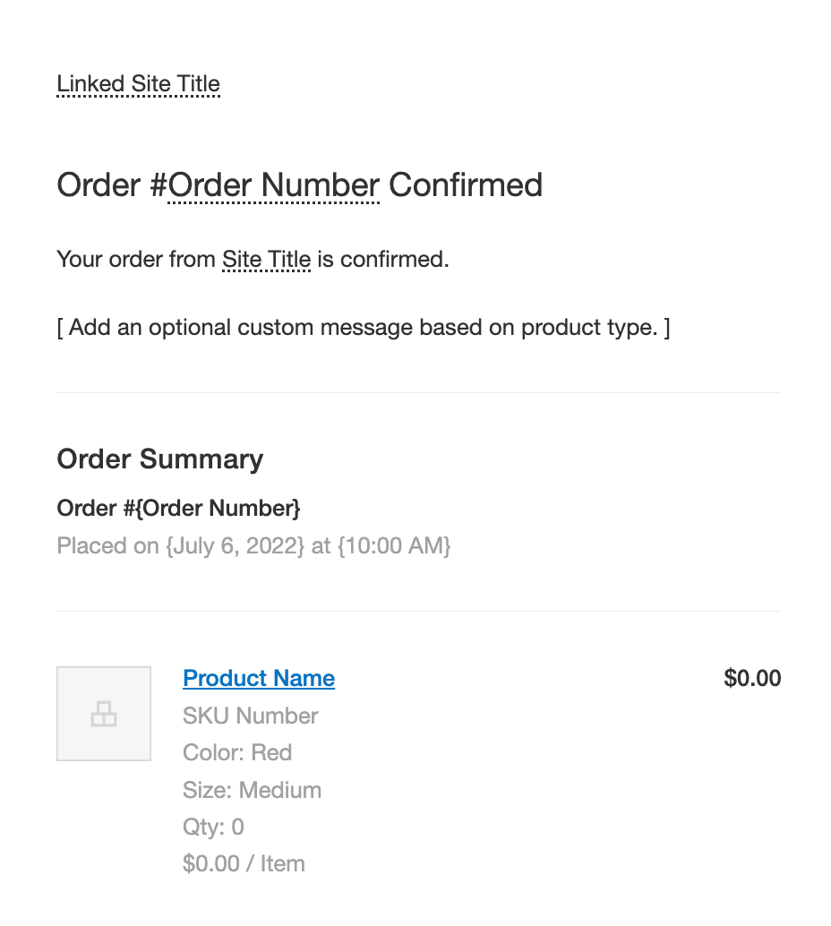Squarespace order confirmation interface