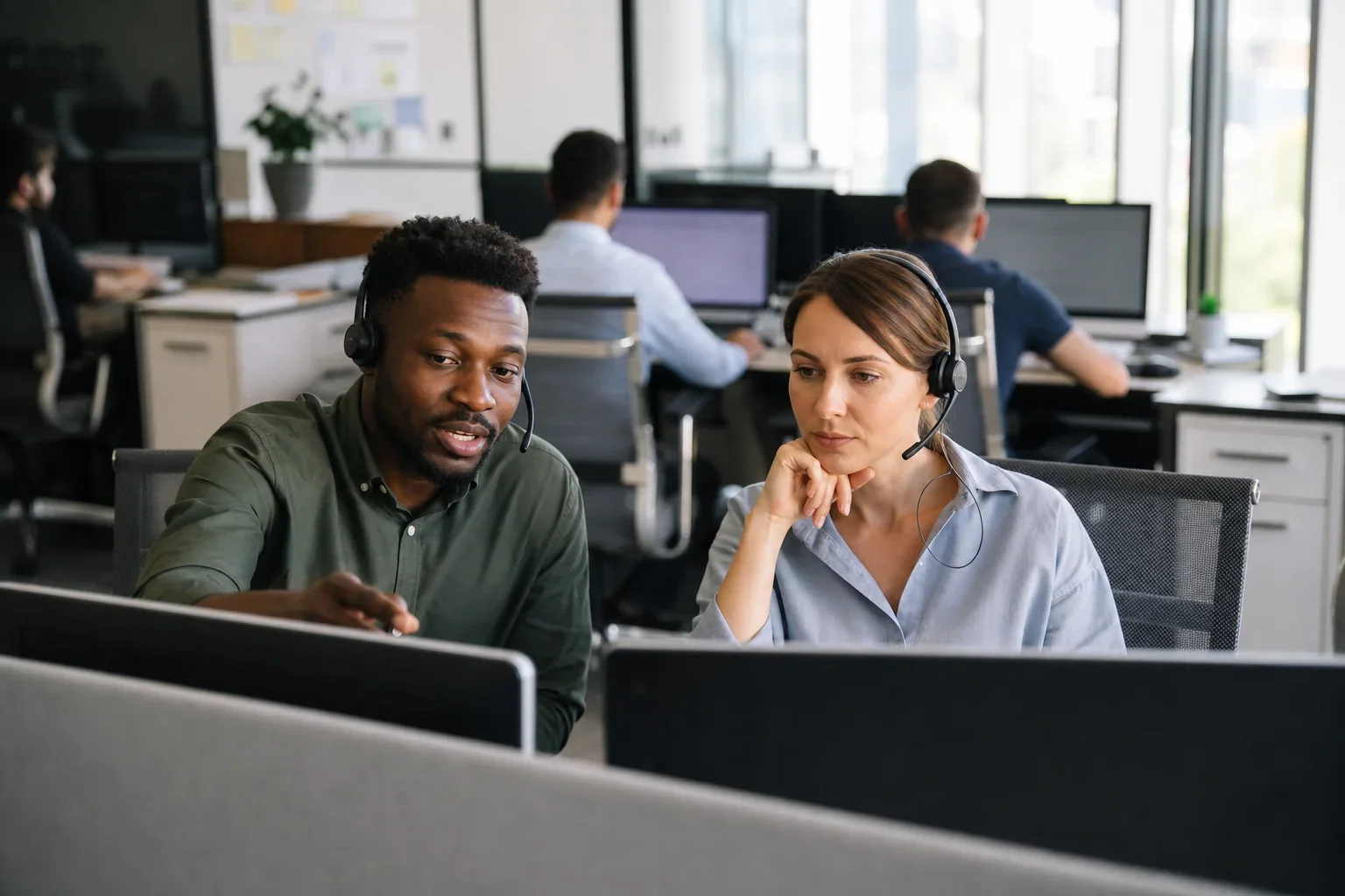 Customer service team coordinating cases across channels